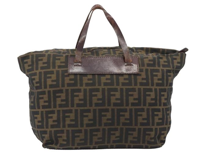 Borsa a Mano FENDI Zucca Canvas Nero Marrone Auth 190346 - vista 2
