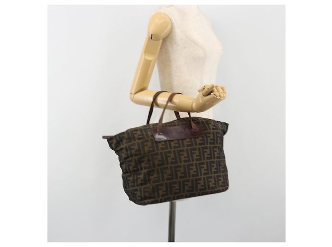 Borsa a Mano FENDI Zucca Canvas Nero Marrone Auth 190346 - vista 21