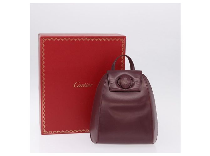 CARTIER Rucksack Leder Bordeaux Gold Authentisch bs36274 Golden - Ansicht 12