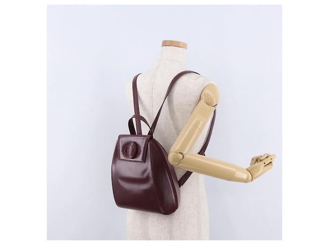CARTIER Rucksack Leder Bordeaux Gold Authentisch bs36274 Golden - Ansicht 27