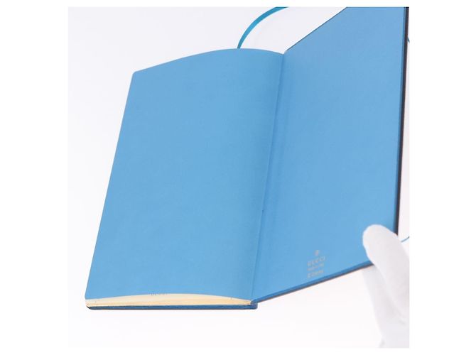 GUCCI GG Supreme Disney Donald Duck Note Book Leather Beige Blue Auth SW2662M Bleu - vue 11