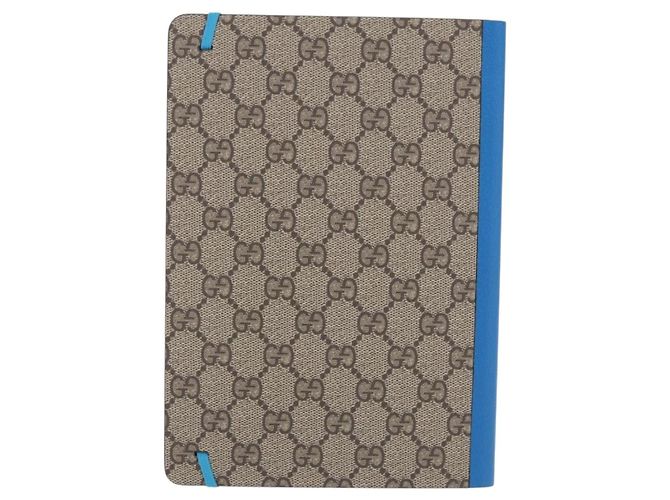 GUCCI GG Supreme Disney Donald Duck Note Book Leather Beige Blue Auth SW2662M Bleu - vue 2