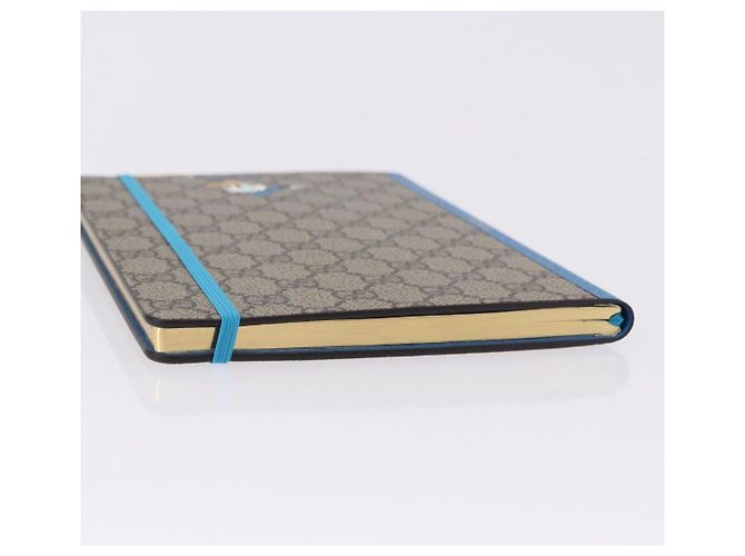 GUCCI GG Supreme Disney Donald Duck Note Book Leather Beige Blue Auth SW2662M Bleu - vue 5