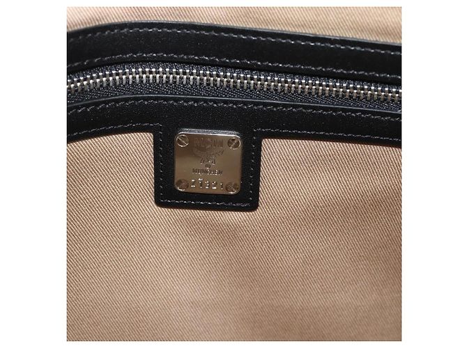 MCM Vicetos Logogramm Clutch Bag aus PVC-Leder Schwarz Silber Auth 194004A - Ansicht 12