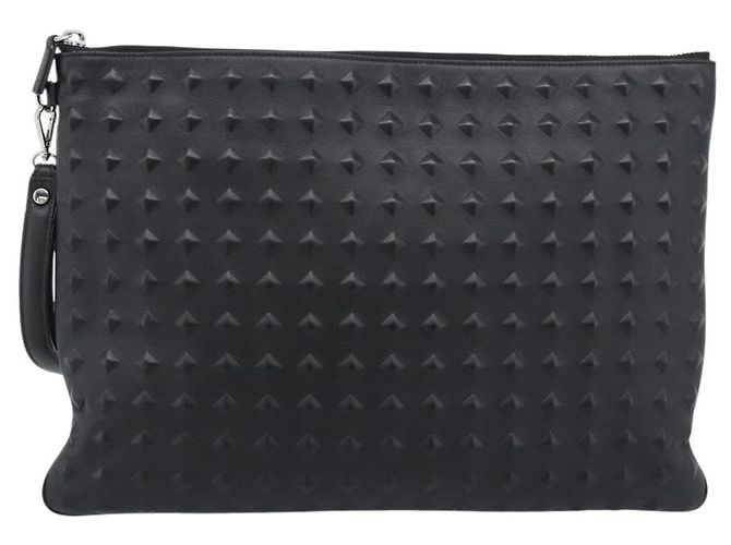 MCM Vicetos Logogramm Clutch Bag aus PVC-Leder Schwarz Silber Auth 194004A - Ansicht 13