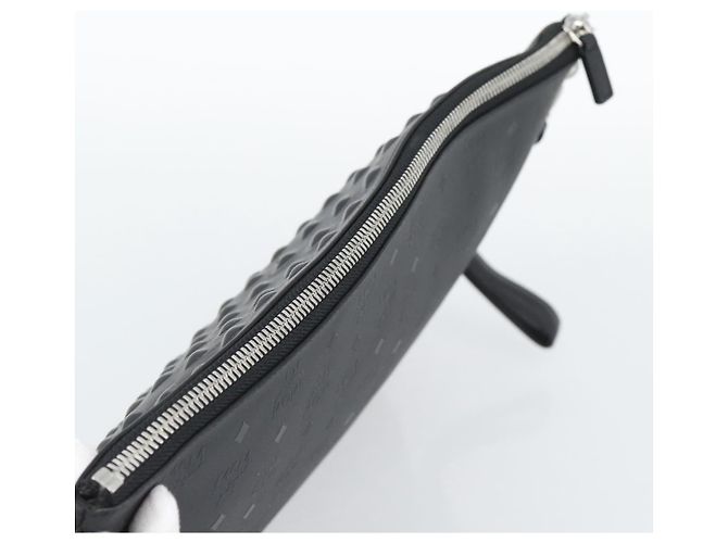 MCM Vicetos Logogramm Clutch Bag aus PVC-Leder Schwarz Silber Auth 194004A - Ansicht 6