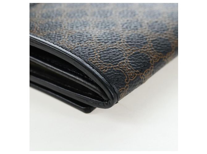 Céline Portafoglio lungo CELINE Kiss Lock in tela Macadam PVC e pelle nera Auth am12152V Nero - vista 15