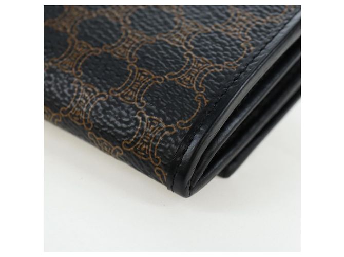 Céline Portafoglio lungo CELINE Kiss Lock in tela Macadam PVC e pelle nera Auth am12152V Nero - vista 16
