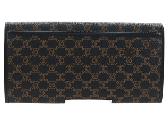 Céline Portafoglio lungo CELINE Kiss Lock in tela Macadam PVC e pelle nera Auth am12152V Nero - vista 2