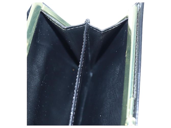 Céline Portafoglio lungo CELINE Kiss Lock in tela Macadam PVC e pelle nera Auth am12152V Nero - vista 22
