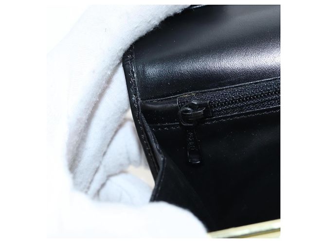 Céline Portafoglio lungo CELINE Kiss Lock in tela Macadam PVC e pelle nera Auth am12152V Nero - vista 25