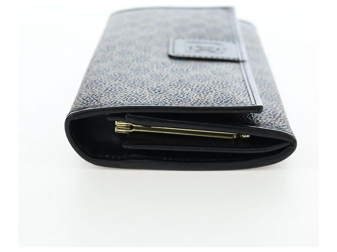Céline Portafoglio lungo CELINE Kiss Lock in tela Macadam PVC e pelle nera Auth am12152V Nero - vista 3