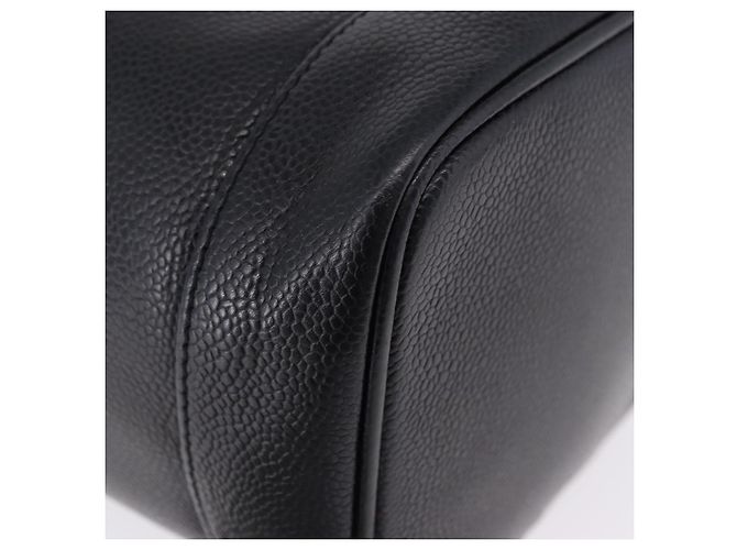 CHANEL COCO Mark Vanity Pouch per trucchi Caviar Skin Black Gold CC Auth ka5432 Nero - vista 14
