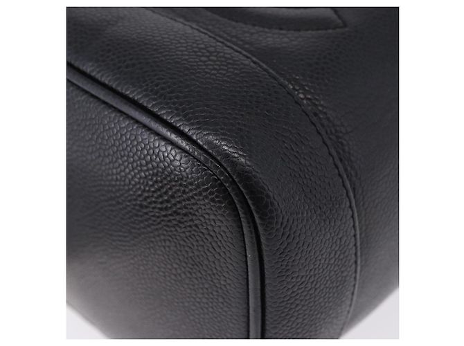 CHANEL COCO Mark Vanity Pouch per trucchi Caviar Skin Black Gold CC Auth ka5432 Nero - vista 15