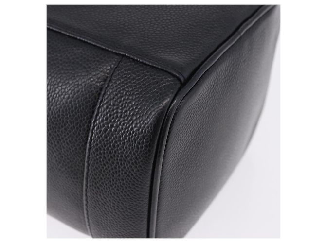 CHANEL COCO Mark Vanity Pouch per trucchi Caviar Skin Black Gold CC Auth ka5432 Nero - vista 16