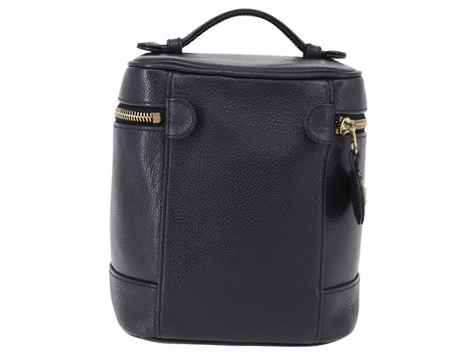CHANEL COCO Mark Vanity Pouch per trucchi Caviar Skin Black Gold CC Auth ka5432 Nero - vista 2