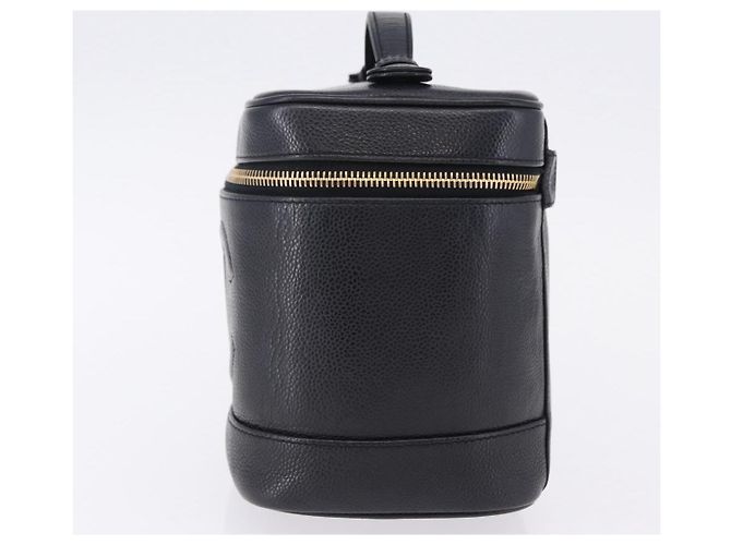 CHANEL COCO Mark Vanity Pouch per trucchi Caviar Skin Black Gold CC Auth ka5432 Nero - vista 3