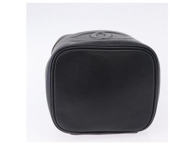 CHANEL COCO Mark Vanity Pouch per trucchi Caviar Skin Black Gold CC Auth ka5432 Nero - vista 5