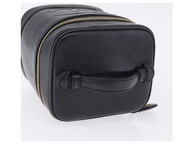 CHANEL COCO Mark Vanity Pouch per trucchi Caviar Skin Black Gold CC Auth ka5432 Nero - vista 6