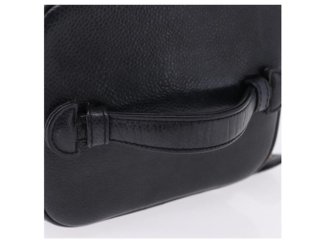 CHANEL COCO Mark Vanity Pouch per trucchi Caviar Skin Black Gold CC Auth ka5432 Nero - vista 7