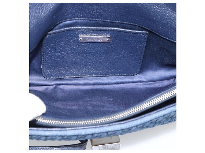 Borsa a tracolla in denim Miu Miu 2way Blu Argento Auth ka5347V - vista 10