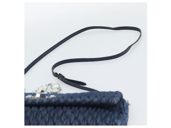 Borsa a tracolla in denim Miu Miu 2way Blu Argento Auth ka5347V - vista 15