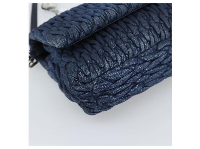 Borsa a tracolla in denim Miu Miu 2way Blu Argento Auth ka5347V - vista 16