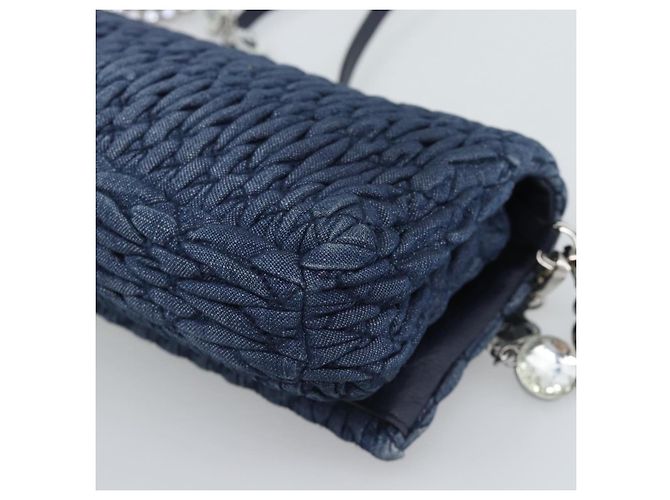Borsa a tracolla in denim Miu Miu 2way Blu Argento Auth ka5347V - vista 17