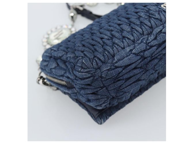 Borsa a tracolla in denim Miu Miu 2way Blu Argento Auth ka5347V - vista 18