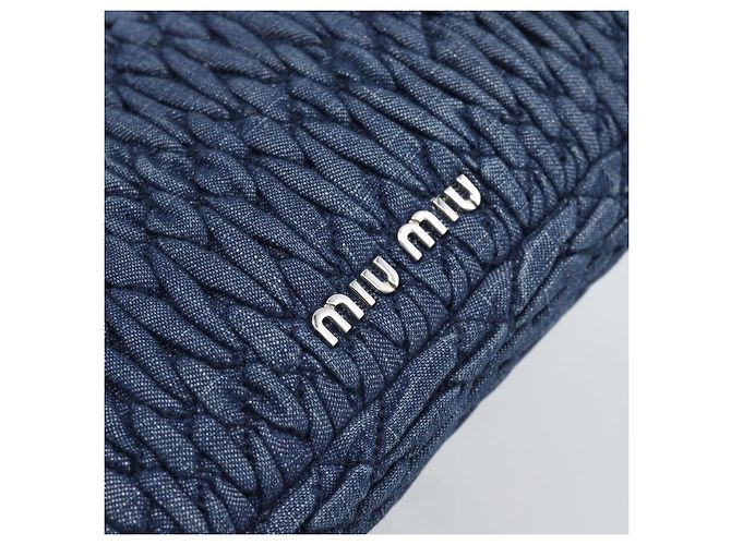Borsa a tracolla in denim Miu Miu 2way Blu Argento Auth ka5347V - vista 19