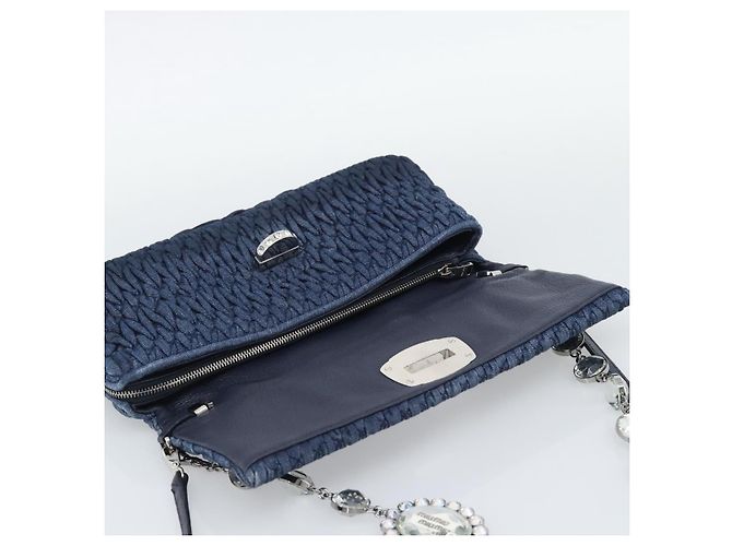 Borsa a tracolla in denim Miu Miu 2way Blu Argento Auth ka5347V - vista 21