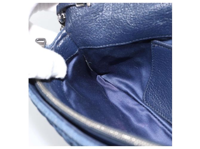 Borsa a tracolla in denim Miu Miu 2way Blu Argento Auth ka5347V - vista 24