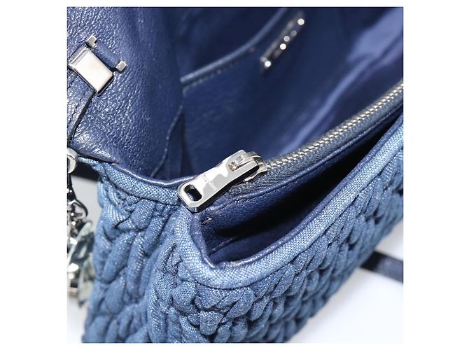 Borsa a tracolla in denim Miu Miu 2way Blu Argento Auth ka5347V - vista 26