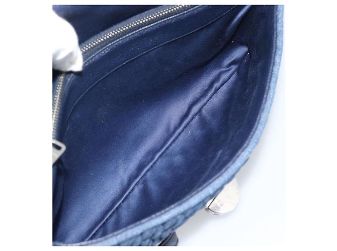 Borsa a tracolla in denim Miu Miu 2way Blu Argento Auth ka5347V - vista 28