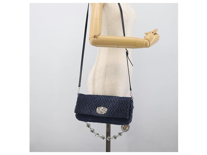 Borsa a tracolla in denim Miu Miu 2way Blu Argento Auth ka5347V - vista 29