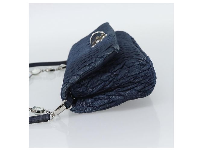 Borsa a tracolla in denim Miu Miu 2way Blu Argento Auth ka5347V - vista 3