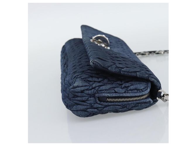 Borsa a tracolla in denim Miu Miu 2way Blu Argento Auth ka5347V - vista 4
