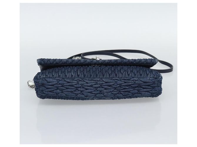 Borsa a tracolla in denim Miu Miu 2way Blu Argento Auth ka5347V - vista 5