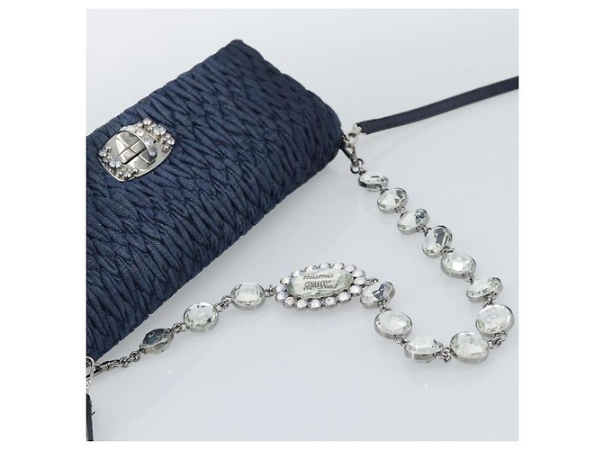 Borsa a tracolla in denim Miu Miu 2way Blu Argento Auth ka5347V - vista 7
