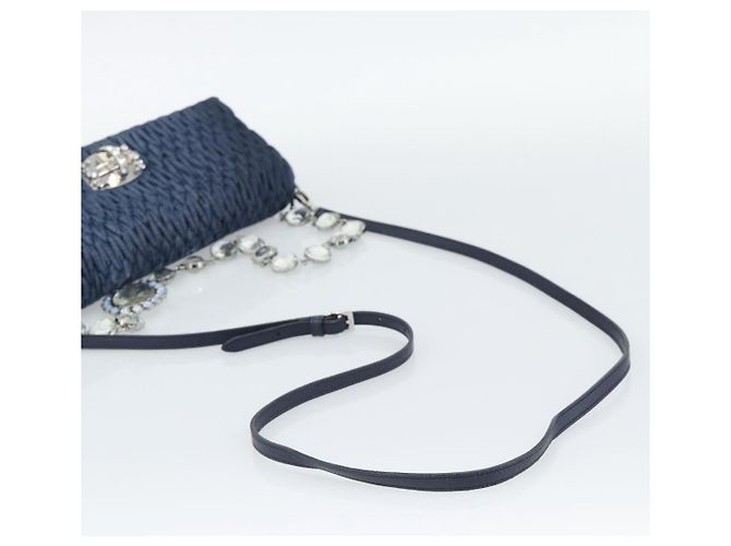Borsa a tracolla in denim Miu Miu 2way Blu Argento Auth ka5347V - vista 8