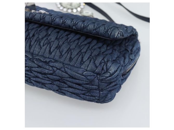 Borsa a tracolla in denim Miu Miu 2way Blu Argento Auth ka5347V - vista 9