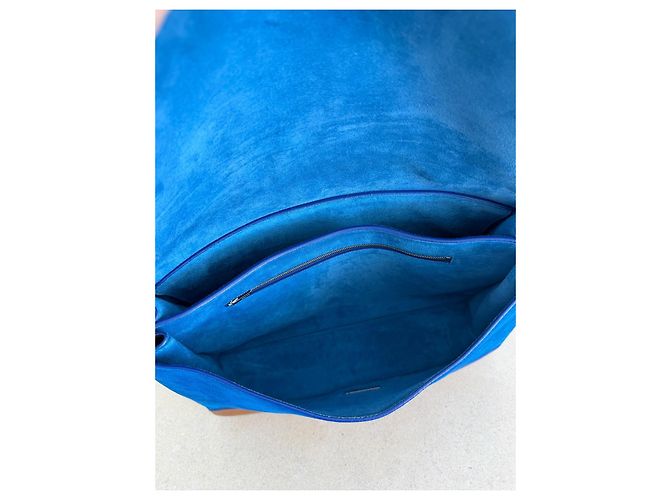 Céline Borsa Medium Diamond Tricolour in pelle e scamosciato Marrone Nero Blu - Ansicht 12