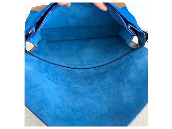 Céline Borsa Medium Diamond Tricolour in pelle e scamosciato Marrone Nero Blu - Ansicht 13