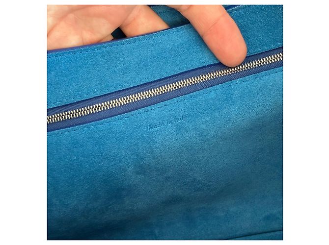 Céline Borsa Medium Diamond Tricolour in pelle e scamosciato Marrone Nero Blu - Ansicht 15