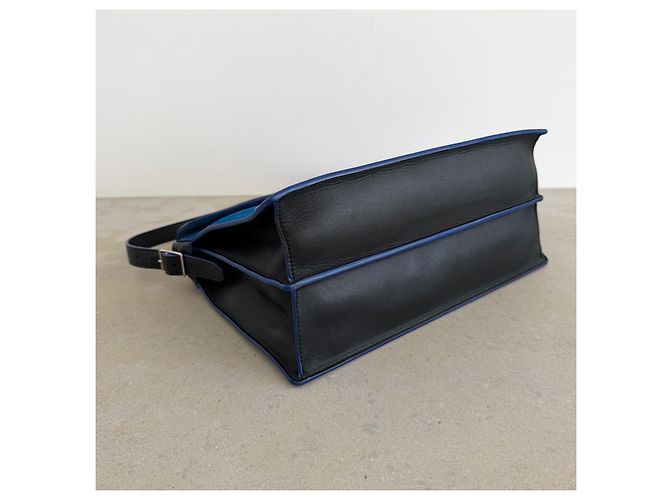 Céline Borsa Medium Diamond Tricolour in pelle e scamosciato Marrone Nero Blu - Ansicht 6