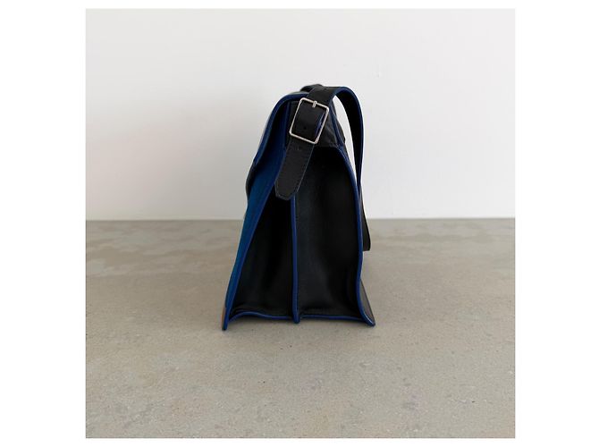 Céline Borsa Medium Diamond Tricolour in pelle e scamosciato Marrone Nero Blu - Ansicht 9