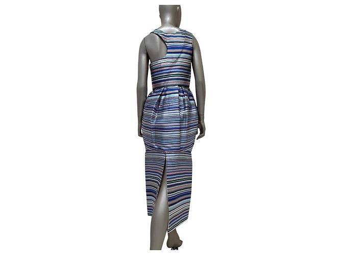 Christian Dior Raf Simons 2014 Gestreiftes Seidenkleid 38 Gebraucht - Ansicht 2
