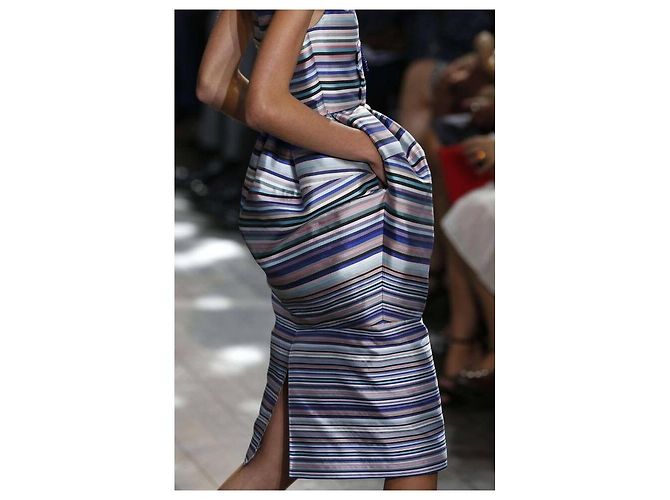 Christian Dior Raf Simons 2014 Gestreiftes Seidenkleid 38 Gebraucht - Ansicht 7
