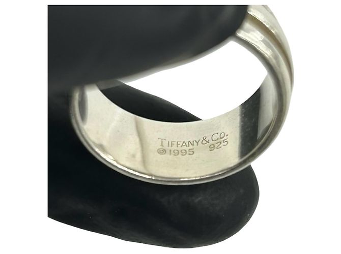Tiffany & Co Anello Tiffany Grooved Double Line Band in Argento Sterling 925 - vista 3