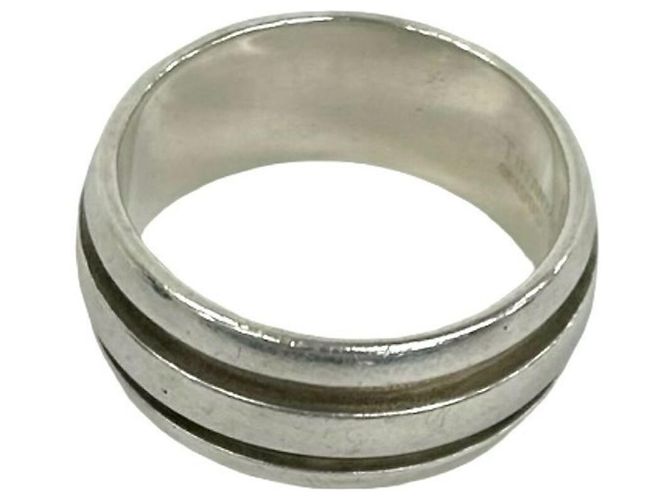Tiffany & Co Anello Tiffany Grooved Double Line Band in Argento Sterling 925 - vista 4